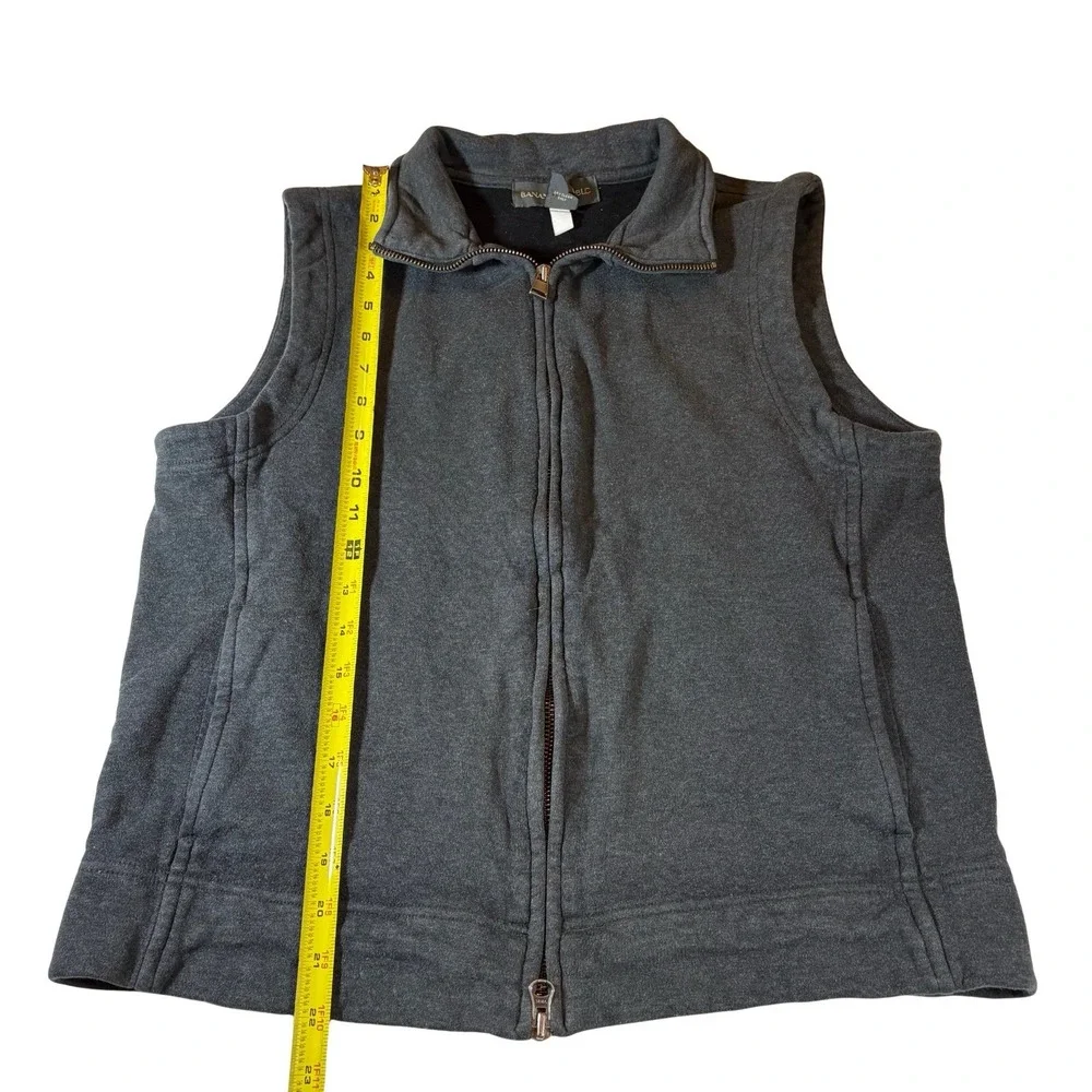 Men's Banana Republic Dark Gray Zipper Vest Size‎ Medium Sleeveless 100% Cotton